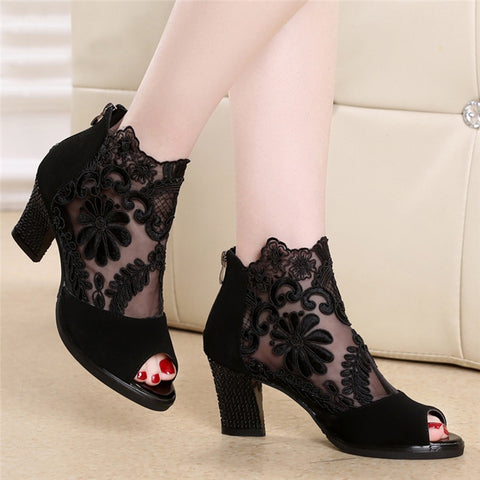Women Sandals Square High Heel Summer Shoes Woman Sexy