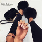 Fashion Real Raccoon Fur Slippers Slides Summer