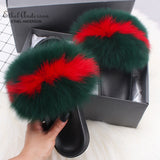 Fashion Real Raccoon Fur Slippers Slides Summer