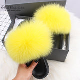 Fashion Real Raccoon Fur Slippers Slides Summer