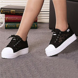 Summer Women Shoes Casual Cutouts Lace Canvas Shoes