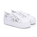 Summer Women Shoes Casual Cutouts Lace Canvas Shoes