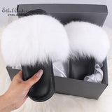 Fashion Real Raccoon Fur Slippers Slides Summer